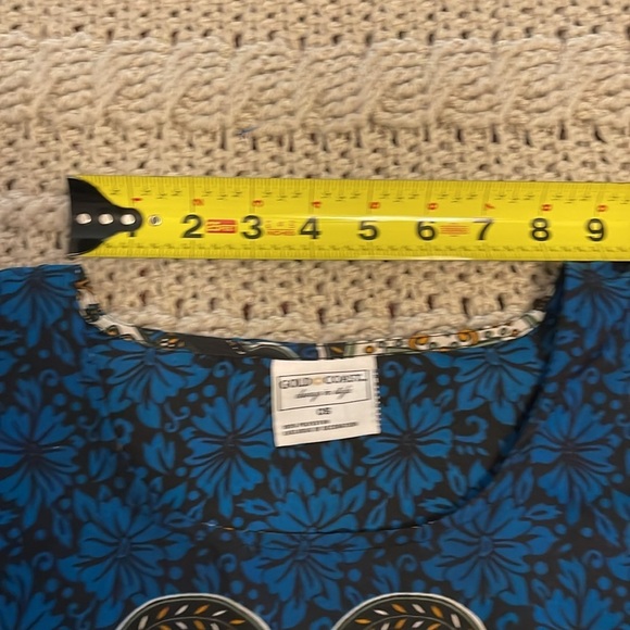 Gold Coast Kaftan Blue Paisley Pattern, Gold Glitter Accents women’s sz One Size - Picture 15 of 16